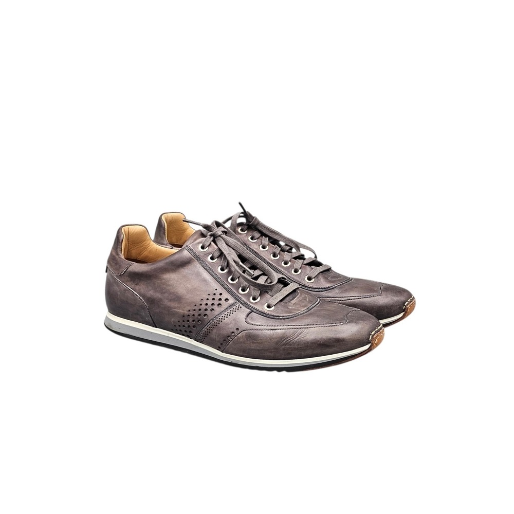 Magnanni Mens Size 12 EUC Cristian Grey Perforated Leather Luxury Sneakers Shoes